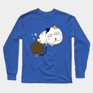 Aquarius zodiac funny cat Long Sleeve T-Shirt